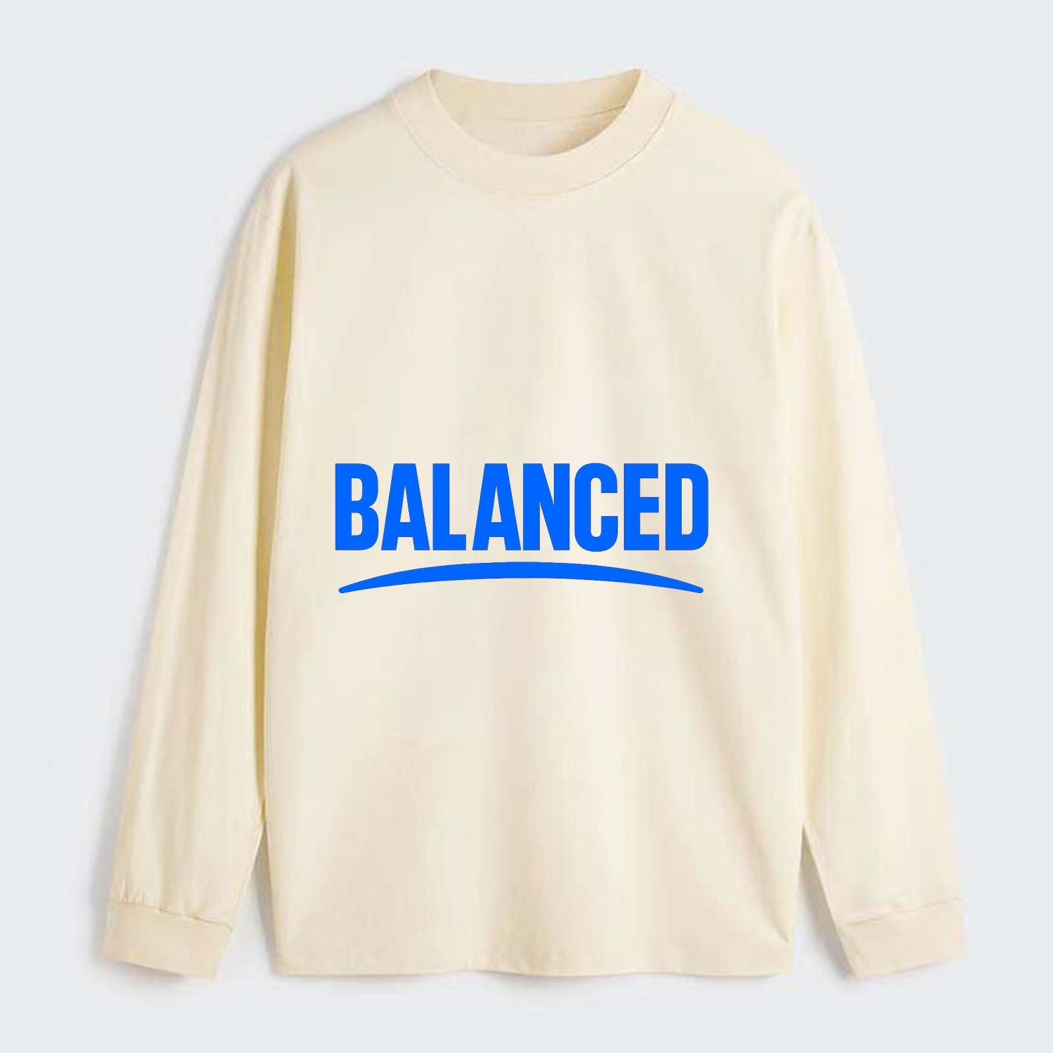 Bold typography design - "BALANCED" - harmony, equilibrium, centered - Classic Long Sleeve Shirt - Beige