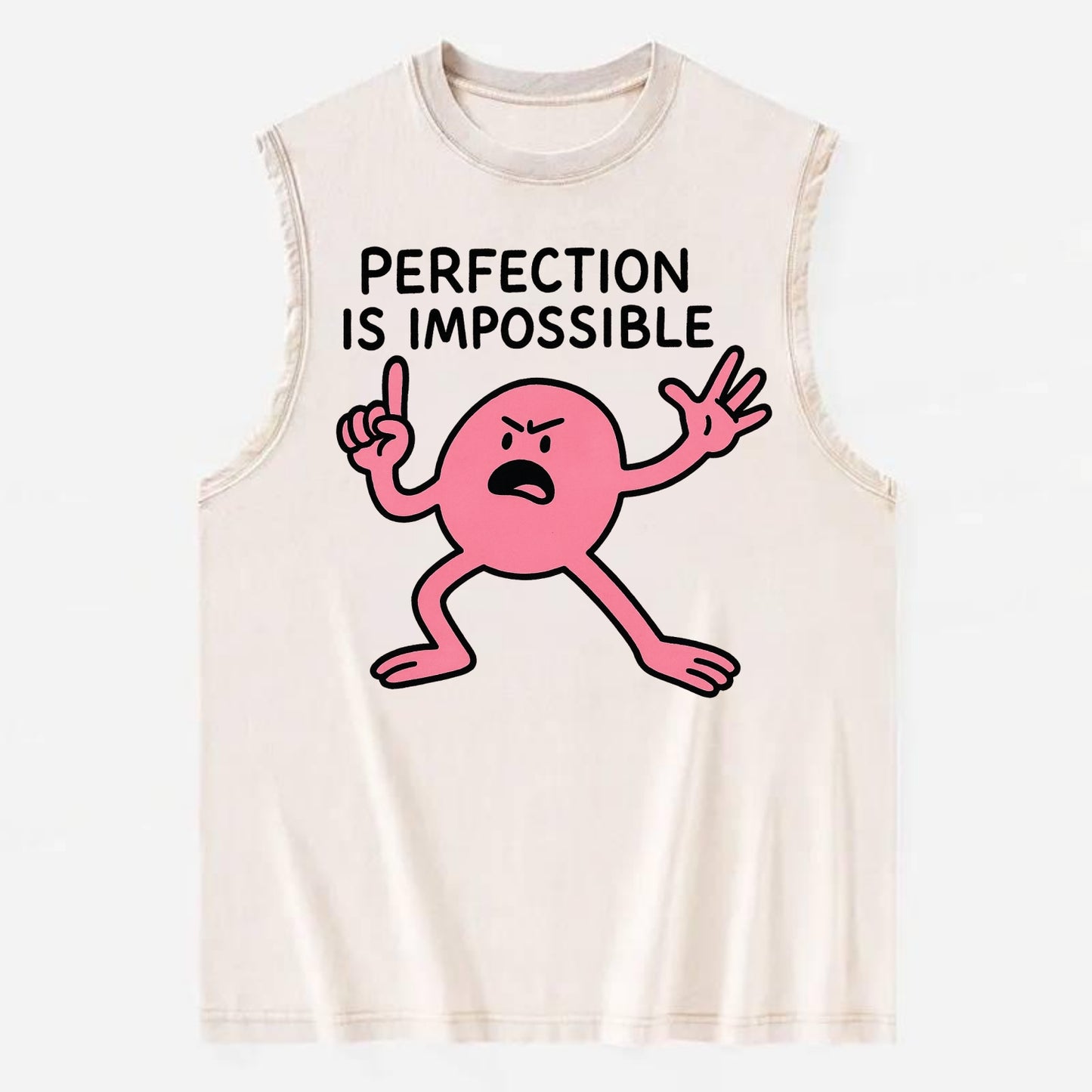 PERFECTION IS IMPOSSIBLE | Asymmetrical circle trying - - Vintage Washed Tank - Beige