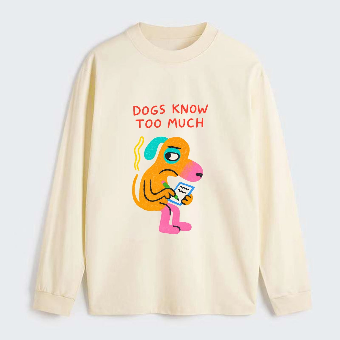 CATS OWN YOU | Cat on throne pointing down - Classic Long Sleeve Shirt - Beige