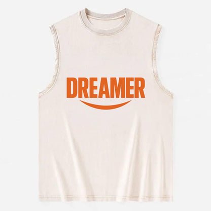 Bold typography design - "DREAMER" - imagination, seeing possibilities - Vintage Washed Tank - Beige