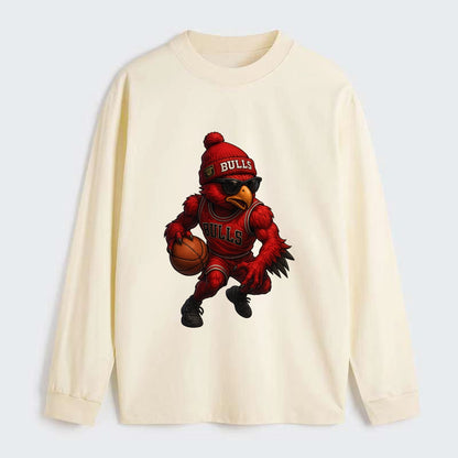 Windy City Hawk wearing Bulls beanie with six rings patch and wayfarer - Classic Long Sleeve Shirt - Beige