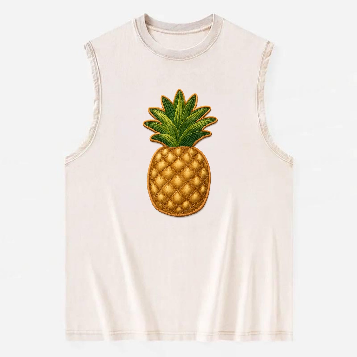 PINEAPPLE CROWN - tropical fruit in yellow and green , hospitality - Vintage Washed Tank - Beige