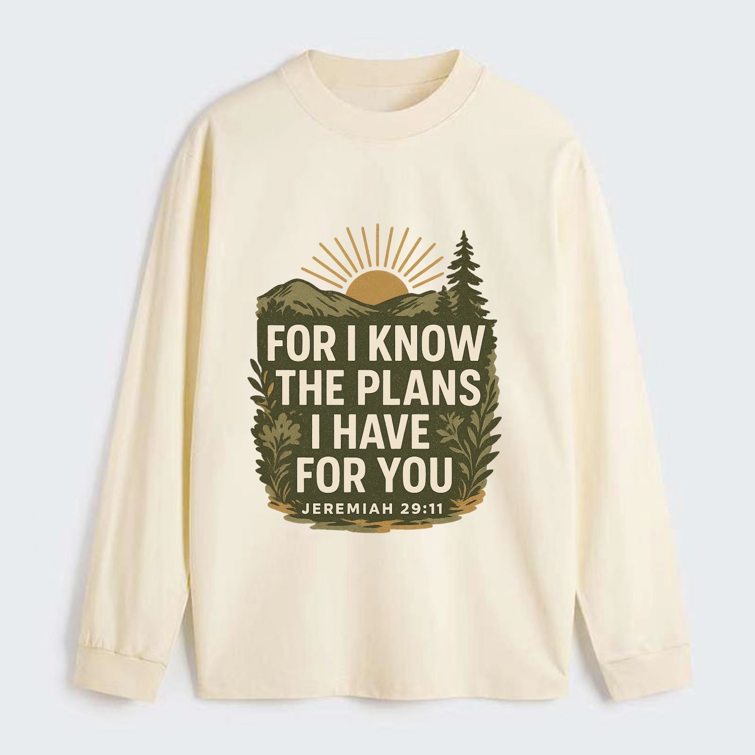Jeremiah 29:11 Sunrise - Classic Long Sleeve Shirt - Beige