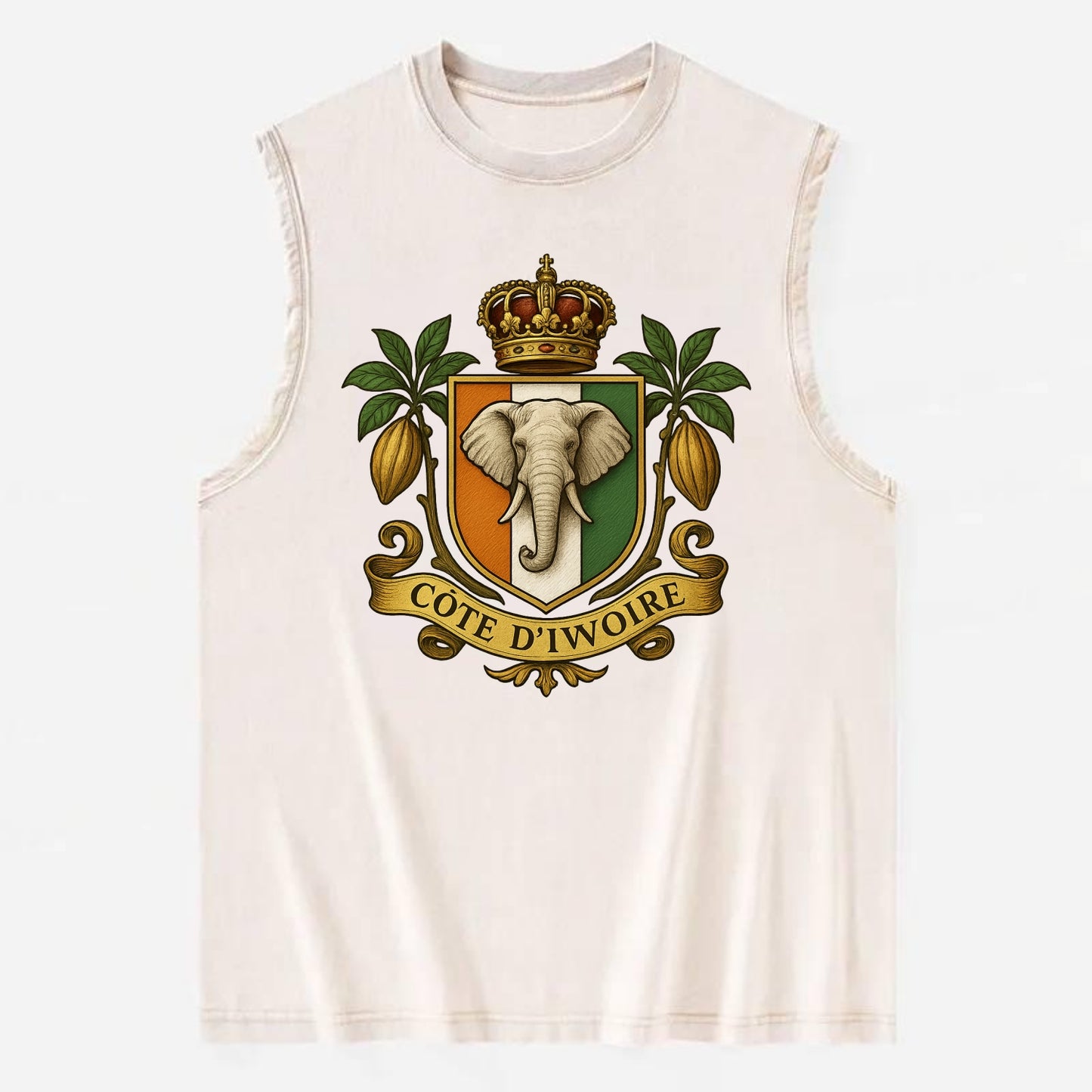 Ivory Coast Royal Logo  - Vintage Washed Tank - Beige