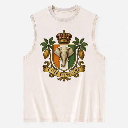 Ivory Coast Royal Logo  - Vintage Washed Tank - Beige