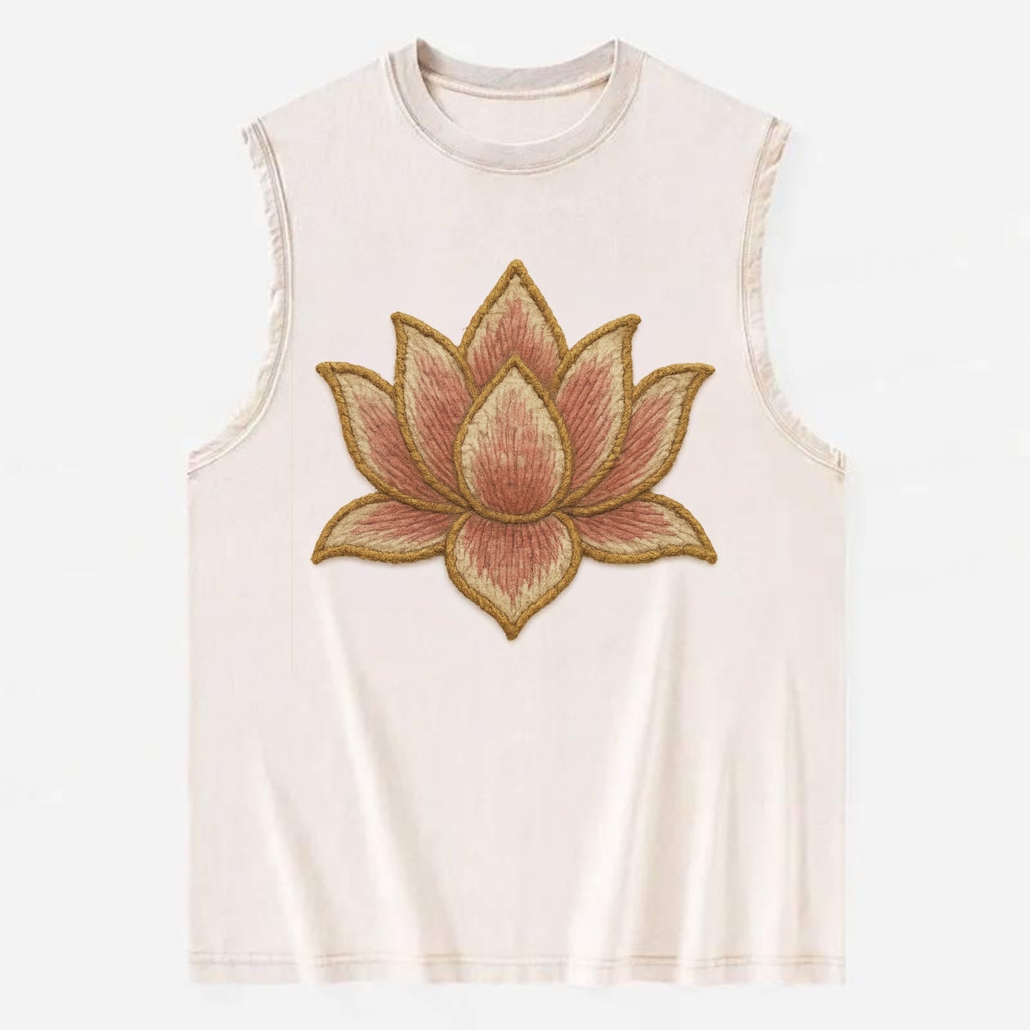 Lotus Flower - Vintage Washed Tank - Beige