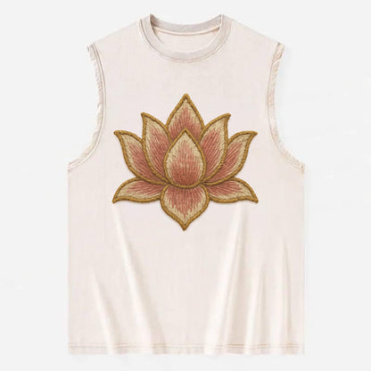 Lotus Flower - Vintage Washed Tank - Beige