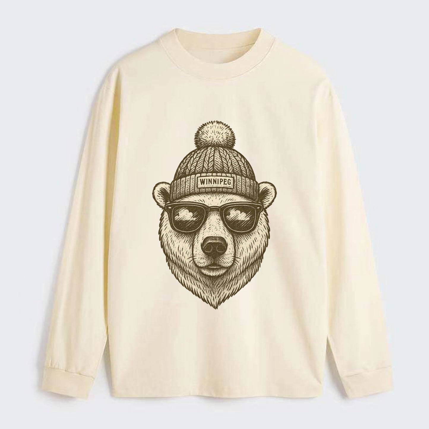 Winnipeg Polar Bear wearing Winnipeg bea - Classic Long Sleeve Shirt - Beige