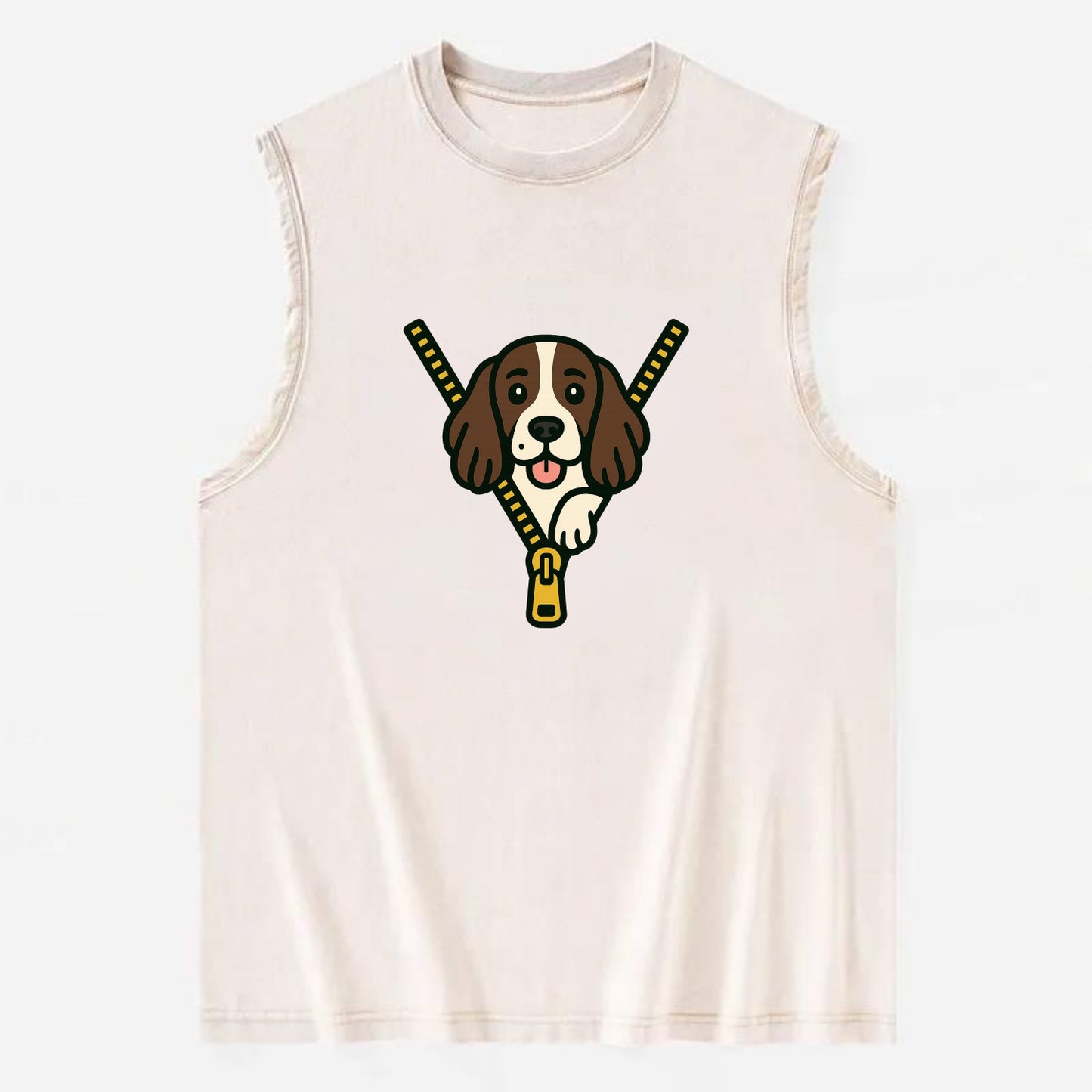 English Springer Spaniel - Vintage Washed Tank - Beige