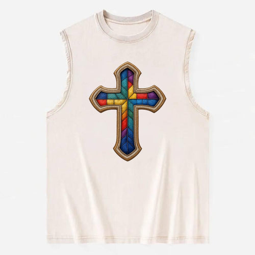 Stained Glass Cross  - Vintage Washed Tank