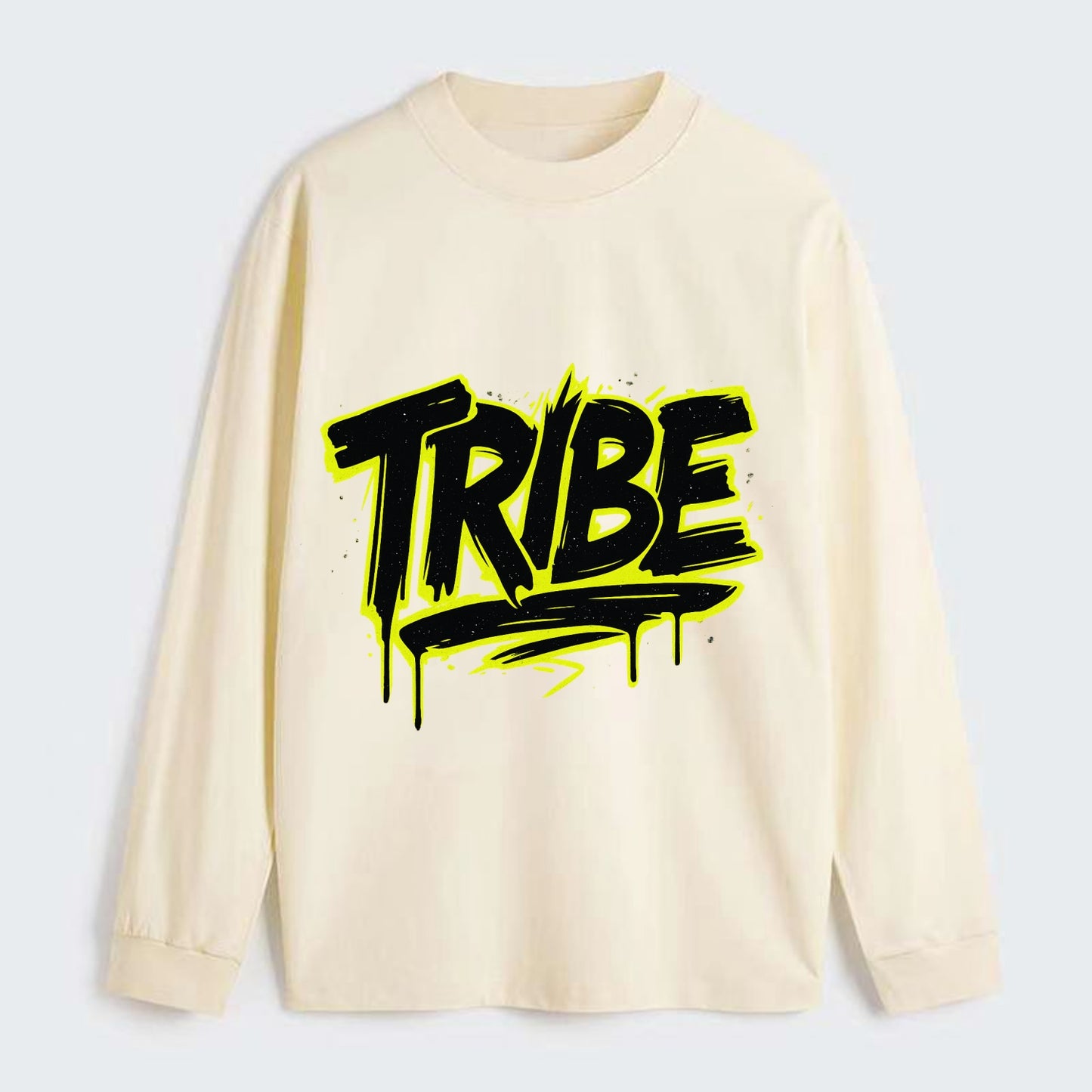 Bold typography design - "TRIBE" - your community, your group - Classic Long Sleeve Shirt - Beige