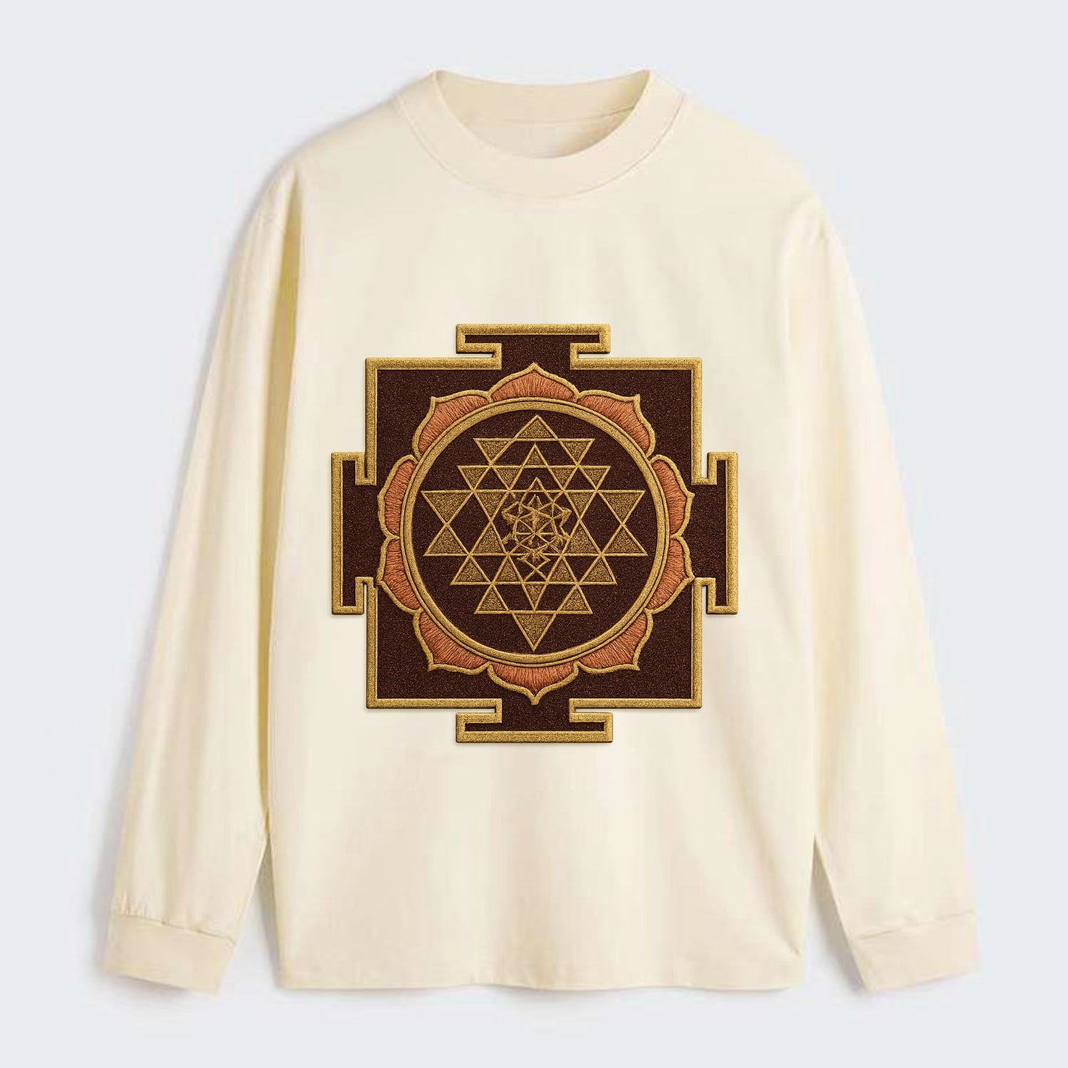 Sri Yantra  - Classic Long Sleeve Shirt - Beige