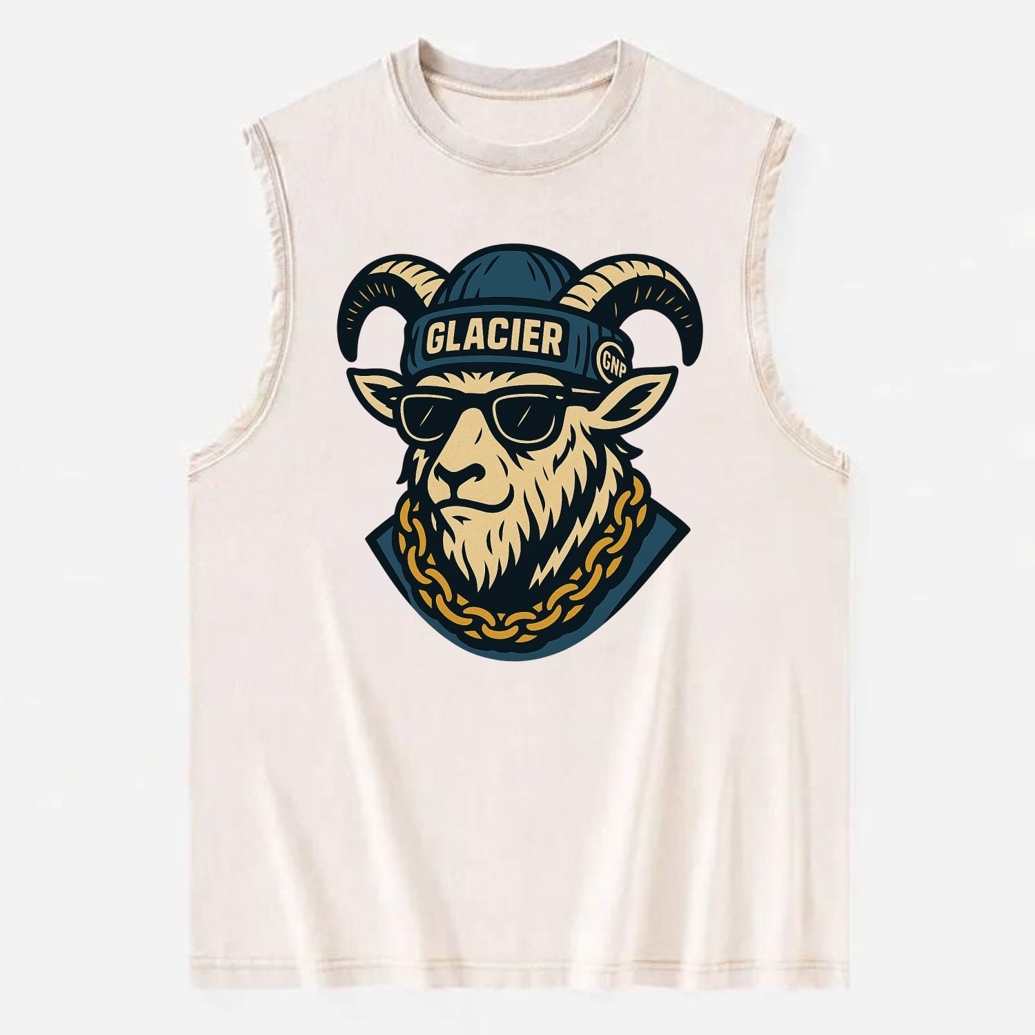 Glacier Mountain Goat - Vintage Washed Tank - Beige