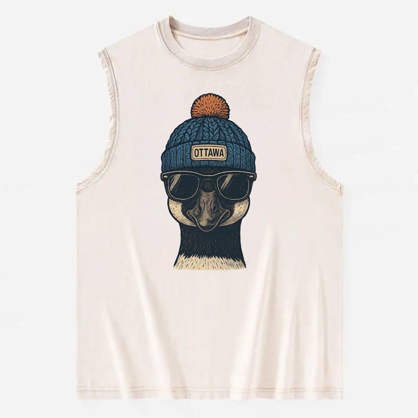 Ottawa Canadian Goose wearing Ottawa bea - Vintage Washed Tank - Beige