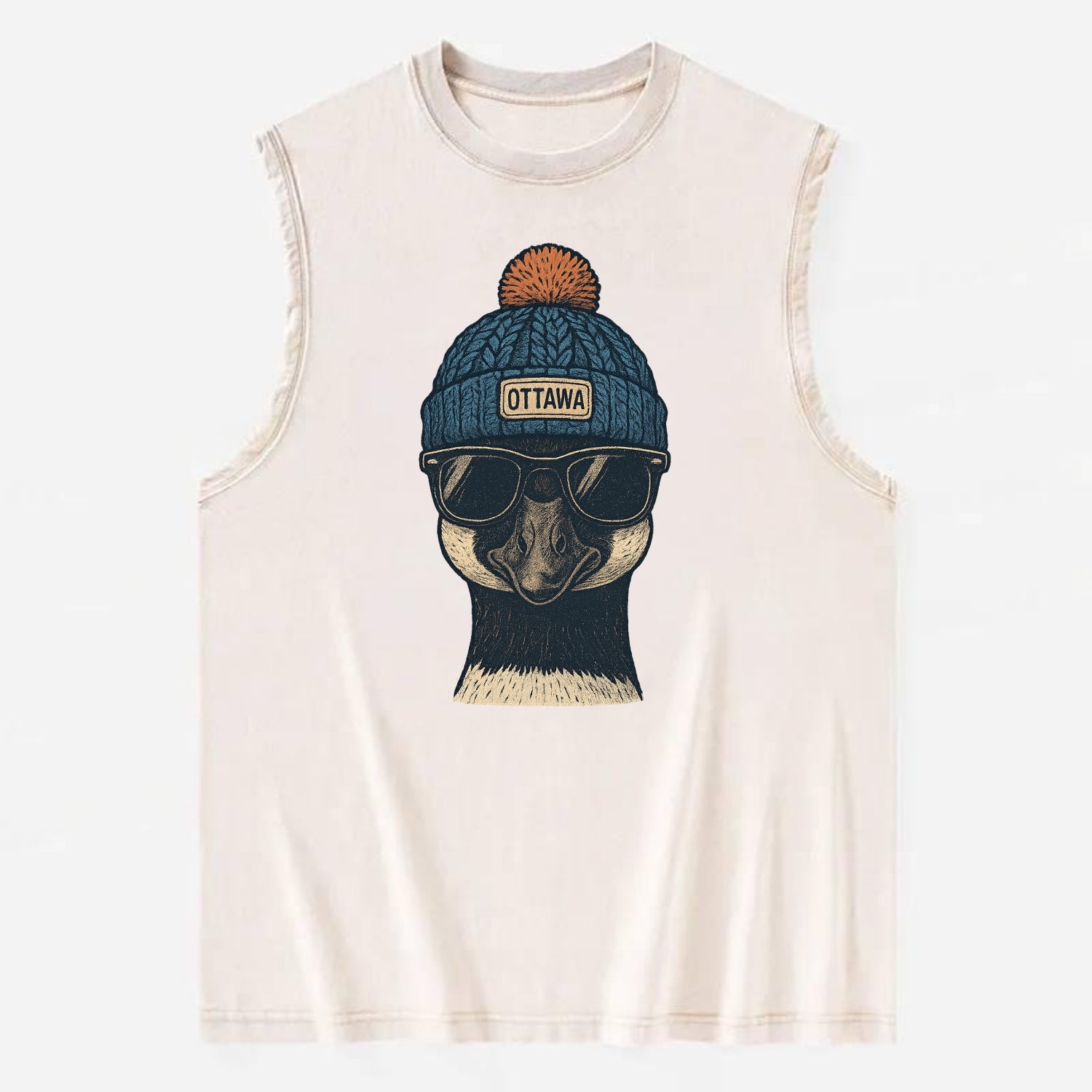 Ottawa Canadian Goose wearing Ottawa bea - Vintage Washed Tank - Beige