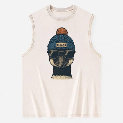 Ottawa Canadian Goose wearing Ottawa bea - Vintage Washed Tank - Beige