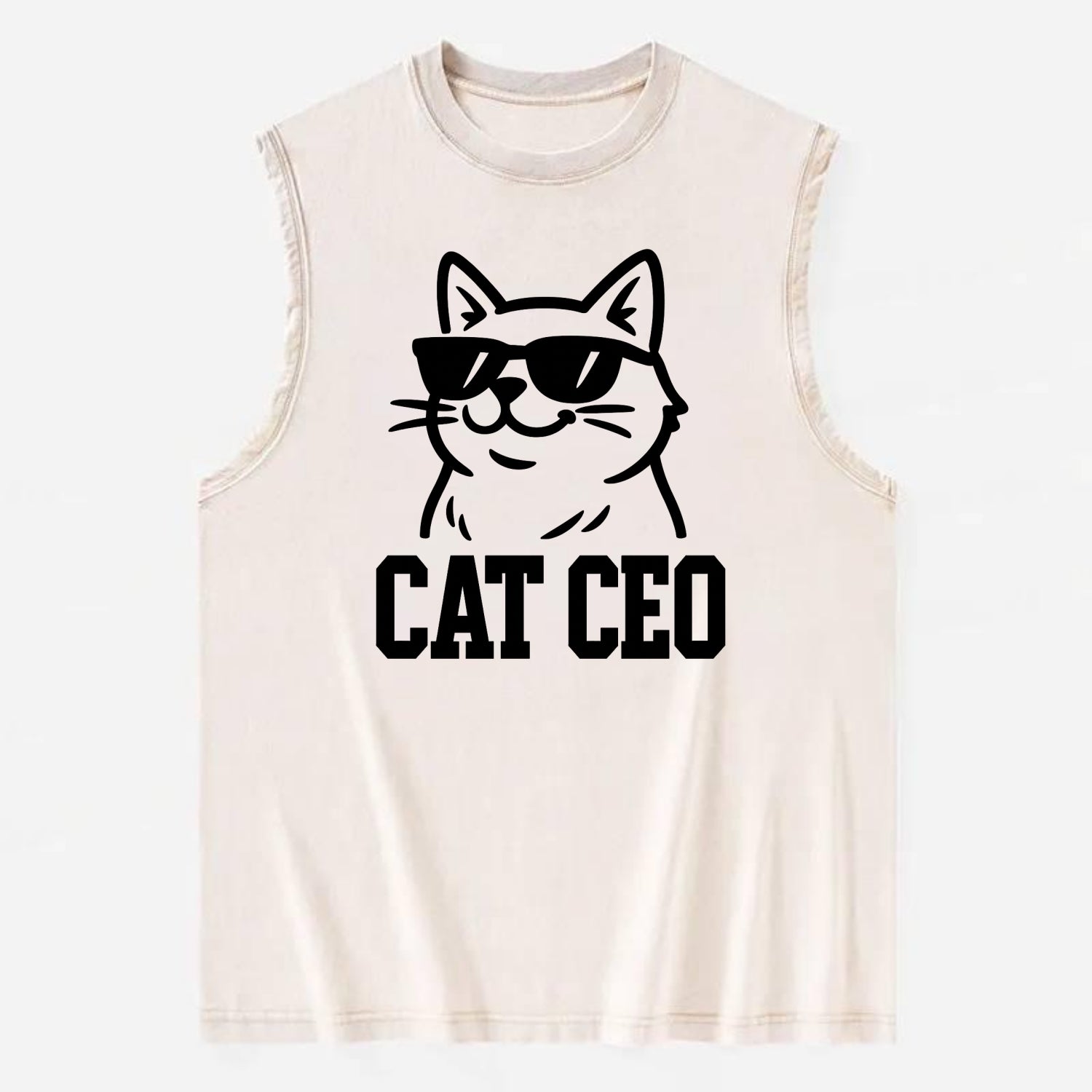 CEO Cat Boss - Vintage Washed Tank - Beige