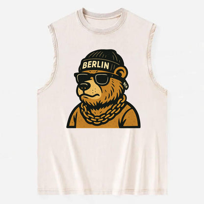 Berlin Bear - Vintage Washed Tank - Beige