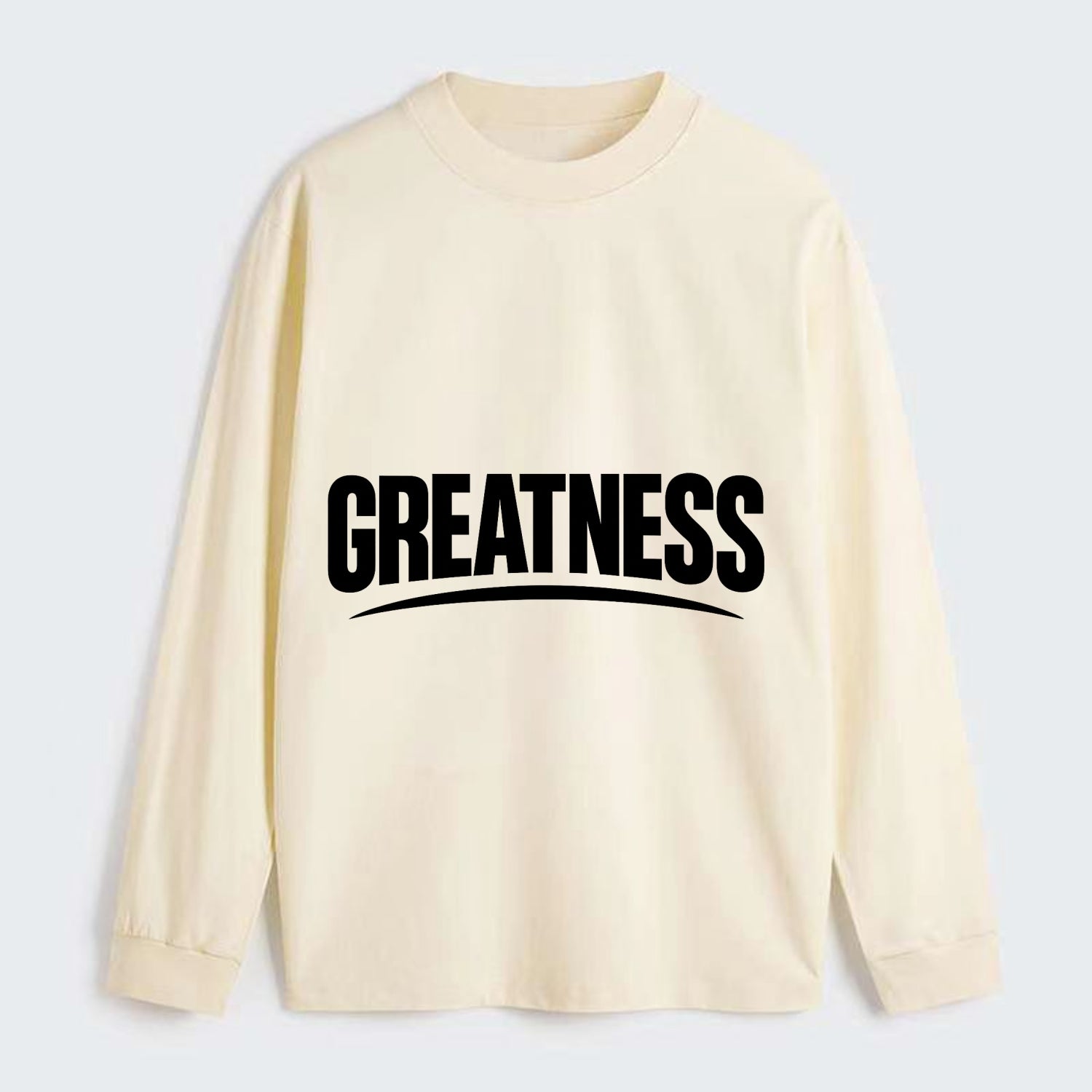 Bold typography design - "GREATNESS" - achieving excellence, reaching - Classic Long Sleeve Shirt - Beige