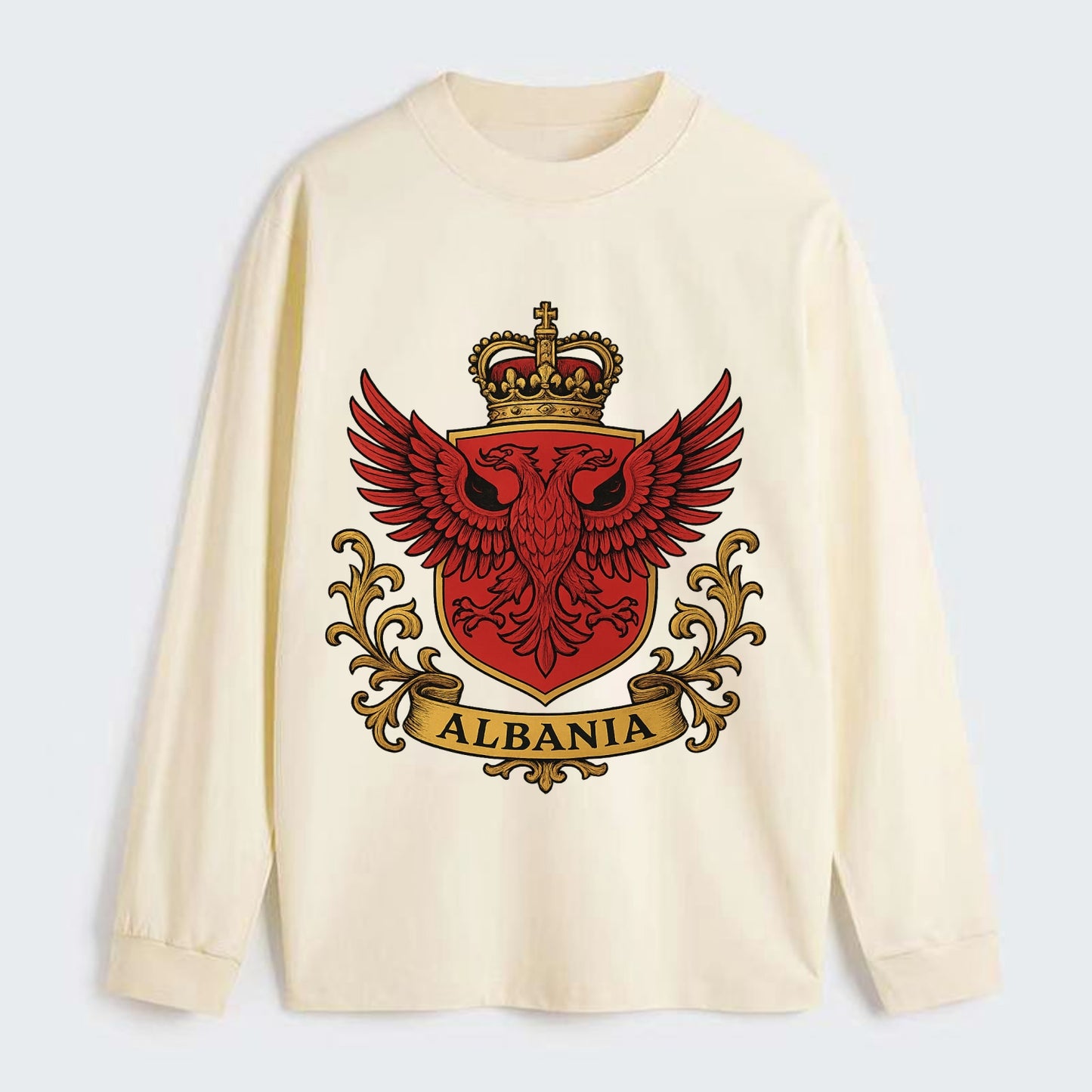 Albania Heritage Badge - Classic Long Sleeve Shirt - Beige
