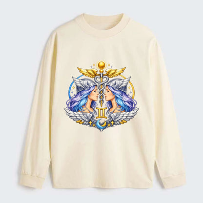 MERCURY WINGS | Winged messenger symbol | Caduceus staff | Swift - Classic Long Sleeve Shirt - Beige