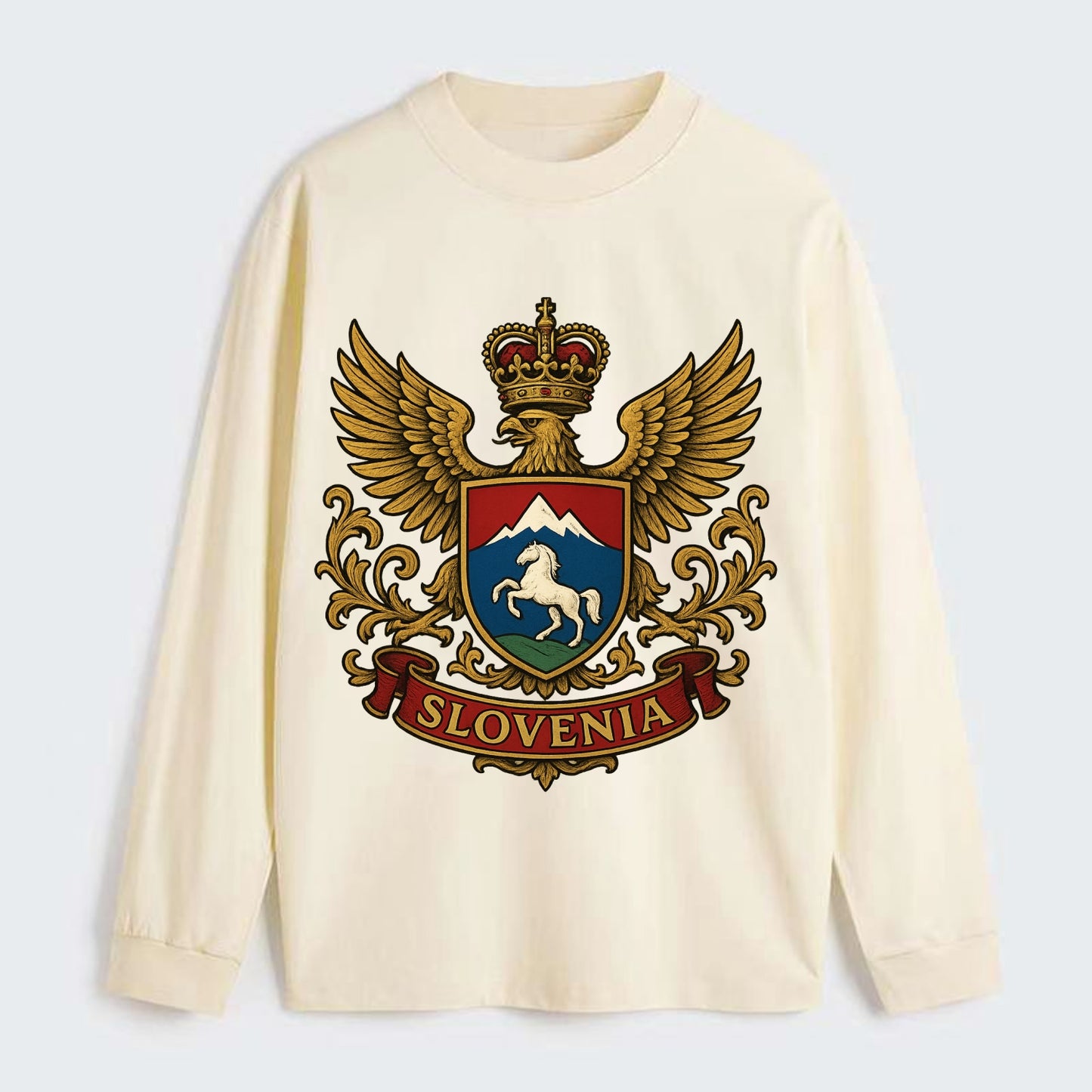 Slovenia Heritage Badge - Classic Long Sleeve Shirt - Beige