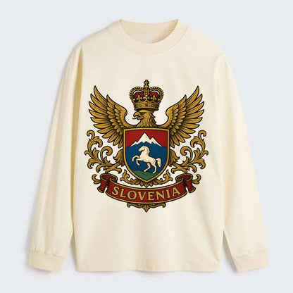 Slovenia Heritage Badge - Classic Long Sleeve Shirt - Beige