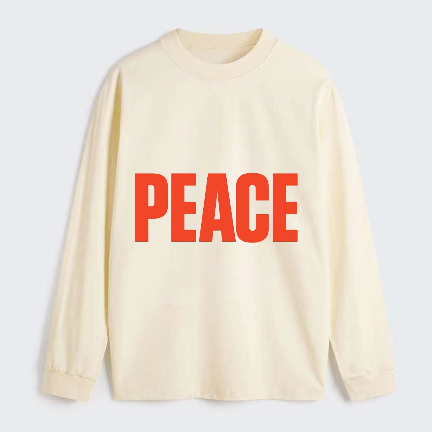 Bold typography design - "PEACE" - inner calm, tranquility, serenity - Classic Long Sleeve Shirt - Beige