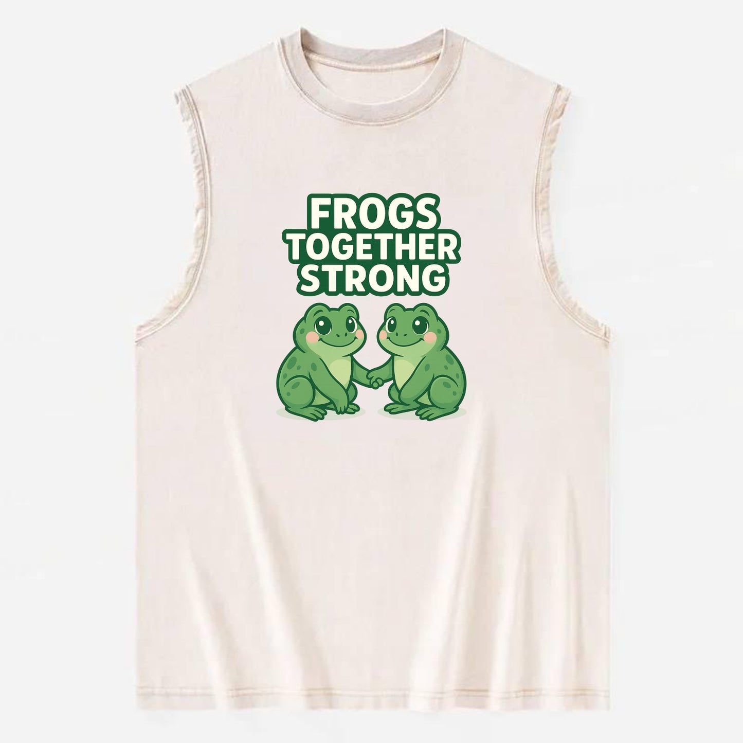 Frogs Together Strong 2 - Vintage Washed Tank - Beige