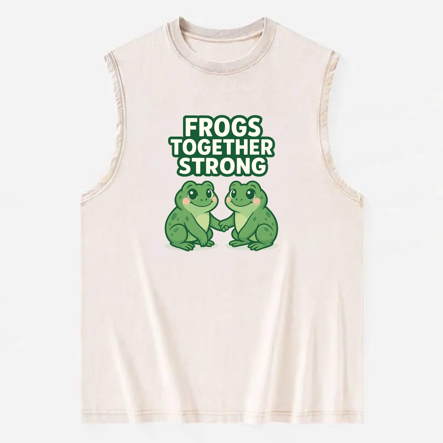 Frogs Together Strong 2 - Vintage Washed Tank - Beige