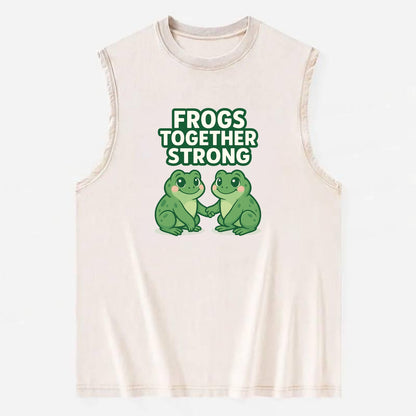 Frogs Together Strong 2 - Vintage Washed Tank - Beige
