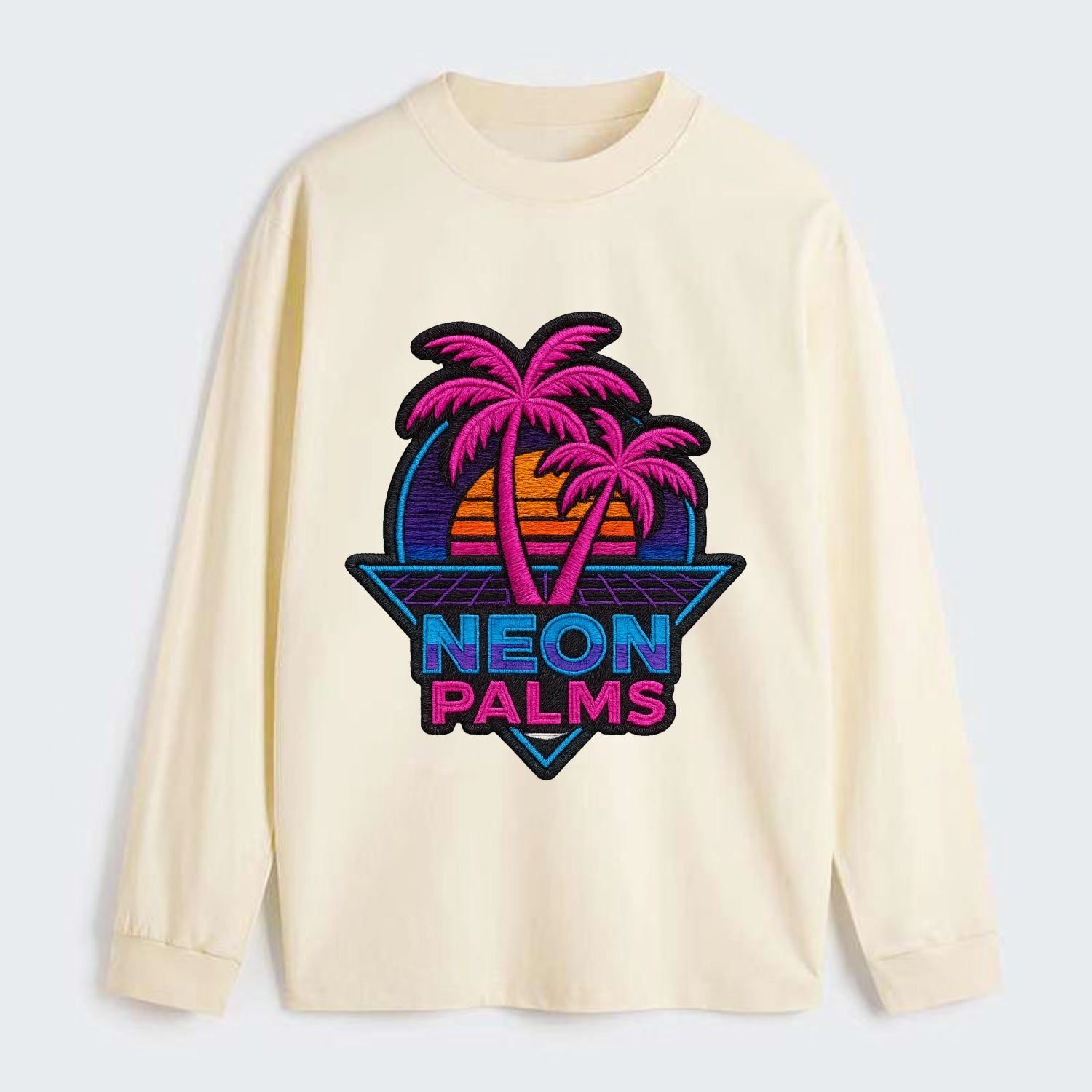 Neon Palms - Classic Long Sleeve Shirt - Beige
