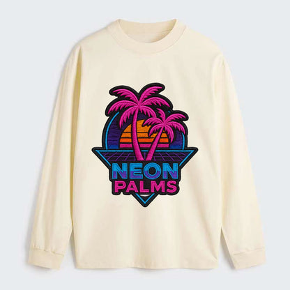 Neon Palms - Classic Long Sleeve Shirt - Beige