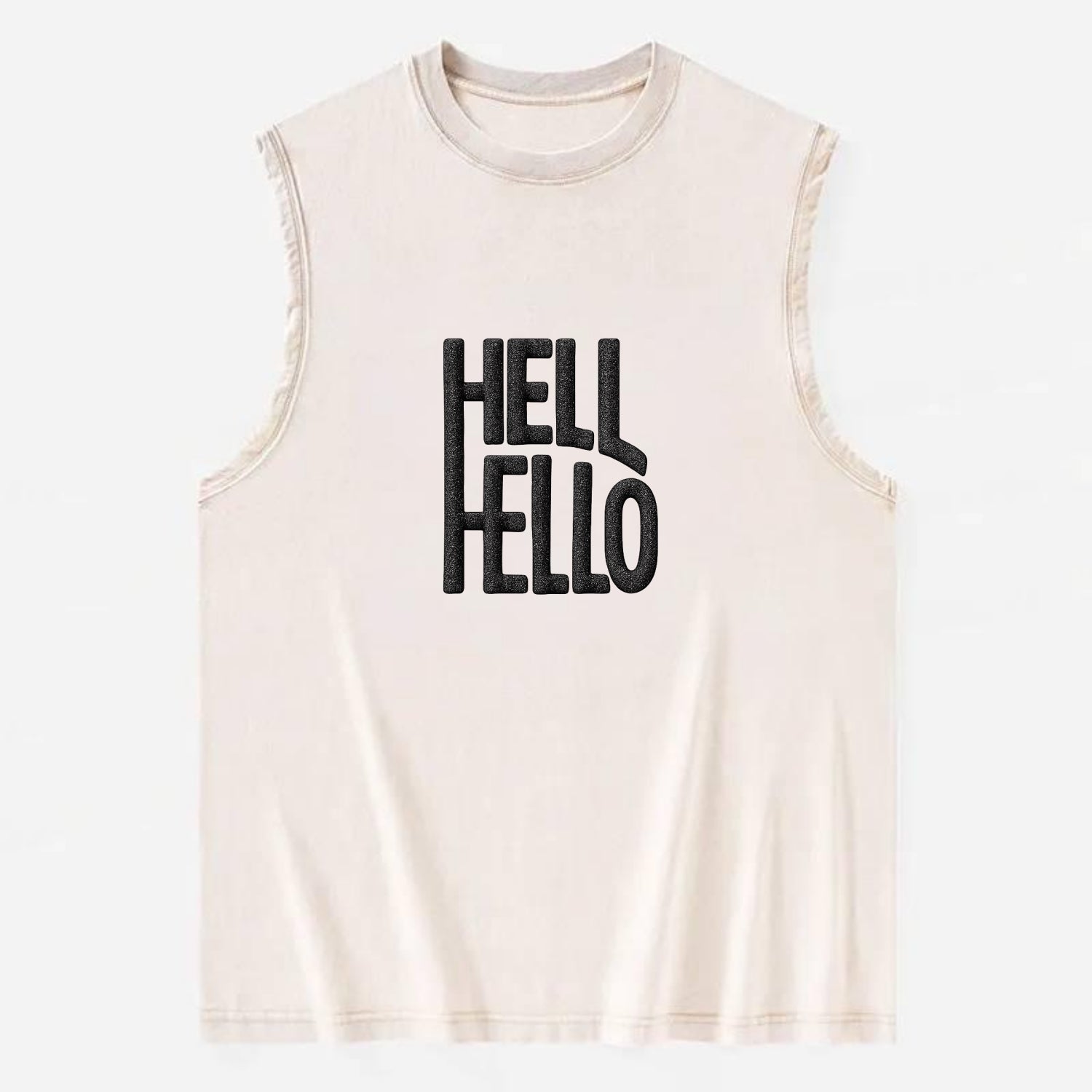 HELL;HELLO BEAUTIFUL Floral Print Hat - Vintage Washed Tank - Beige