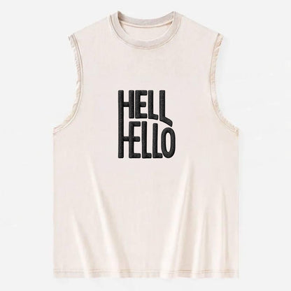 HELL;HELLO BEAUTIFUL Floral Print Hat - Vintage Washed Tank - Beige