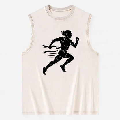 Runner sprinting finish line - Vintage Washed Tank - Beige