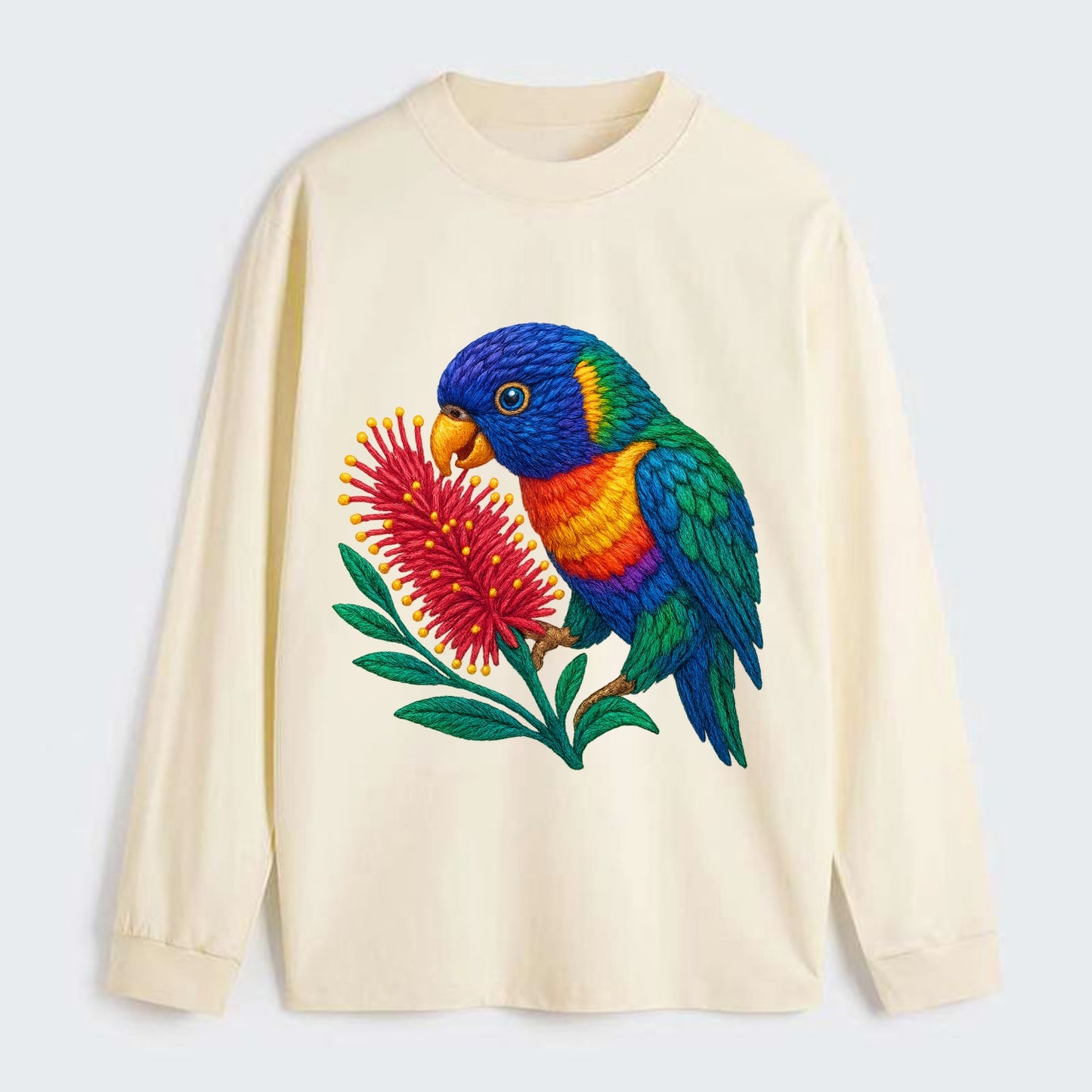 Rainbow Lorikeet Bottlebrush - Classic Long Sleeve Shirt - Beige