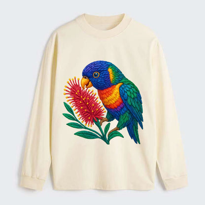 Rainbow Lorikeet Bottlebrush - Classic Long Sleeve Shirt - Beige