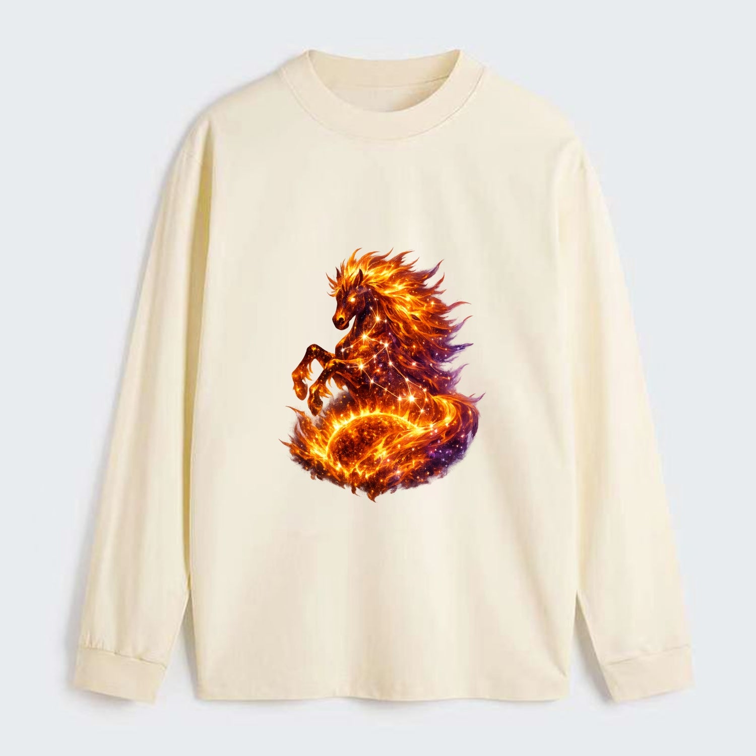 SOLAR FLARE | Horse emerging from the sun | Solar corona mane | Star - Classic Long Sleeve Shirt - Beige