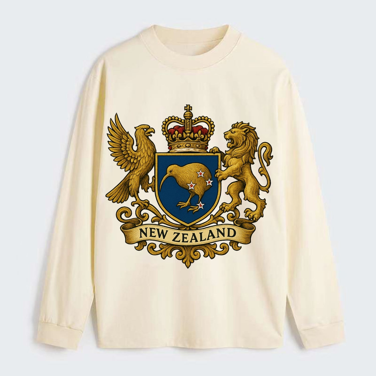 New Zealand Heritage Badge - Classic Long Sleeve Shirt - Beige