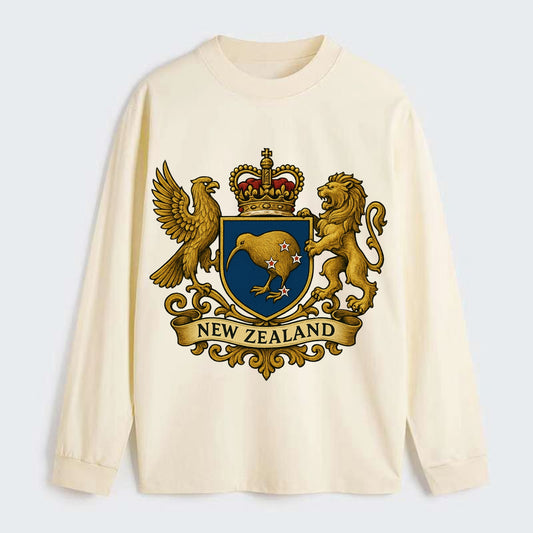 New Zealand Heritage Badge - Classic Long Sleeve Shirt - Beige