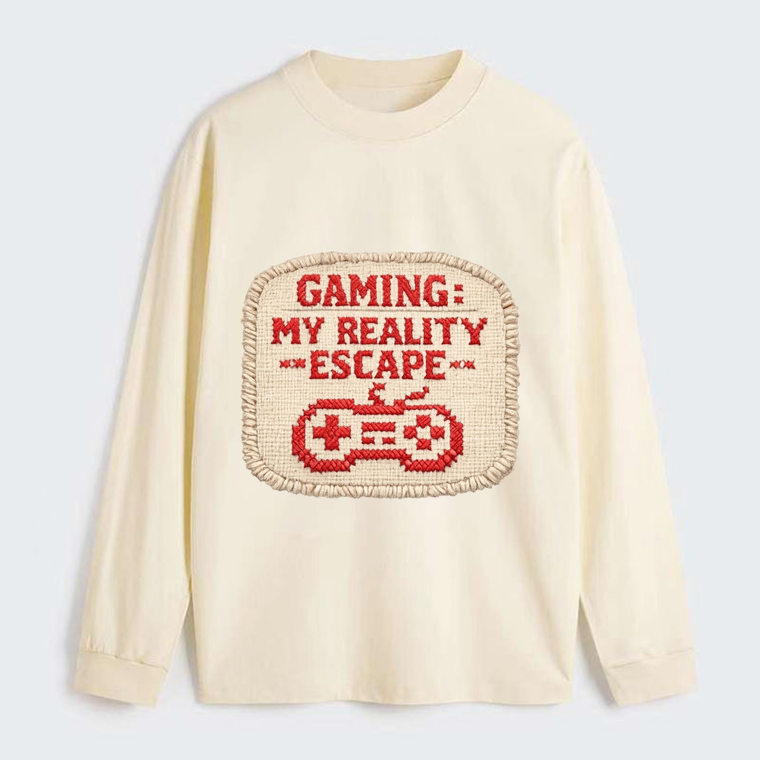 GAMING: MY REALITY ESCAPE - red game escape - red - gaming reality - Classic Long Sleeve Shirt - Beige