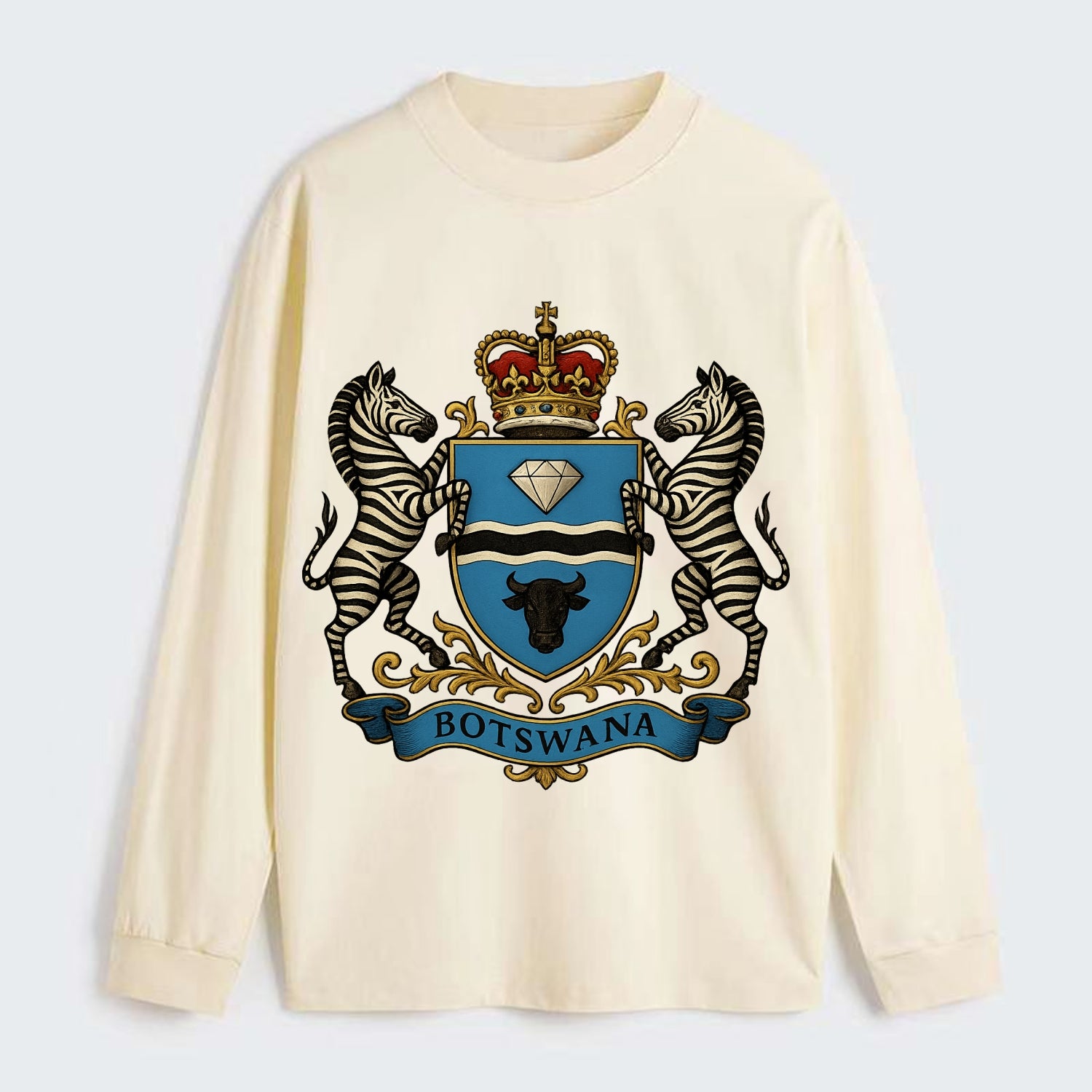 Botswana Heritage Badge - Classic Long Sleeve Shirt - Beige