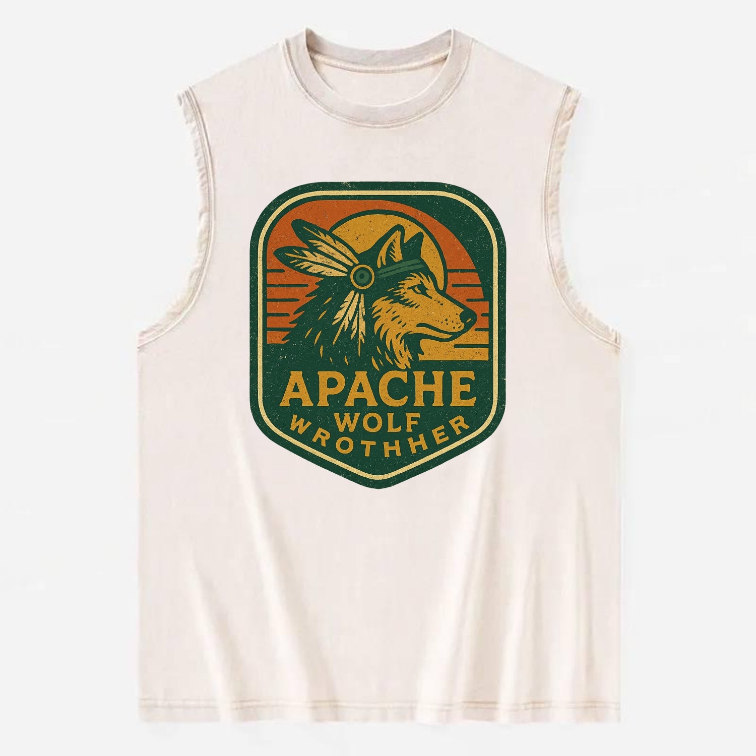 Apache Wolf Brother  - Vintage Washed Tank - Beige