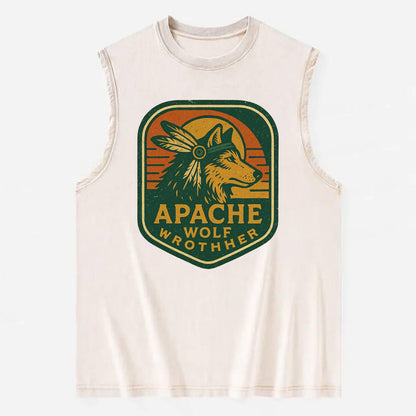 Apache Wolf Brother  - Vintage Washed Tank - Beige