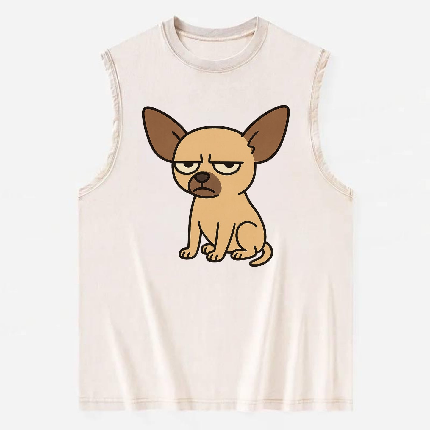The Chihuahua Judging Silently - Vintage Washed Tank - Beige