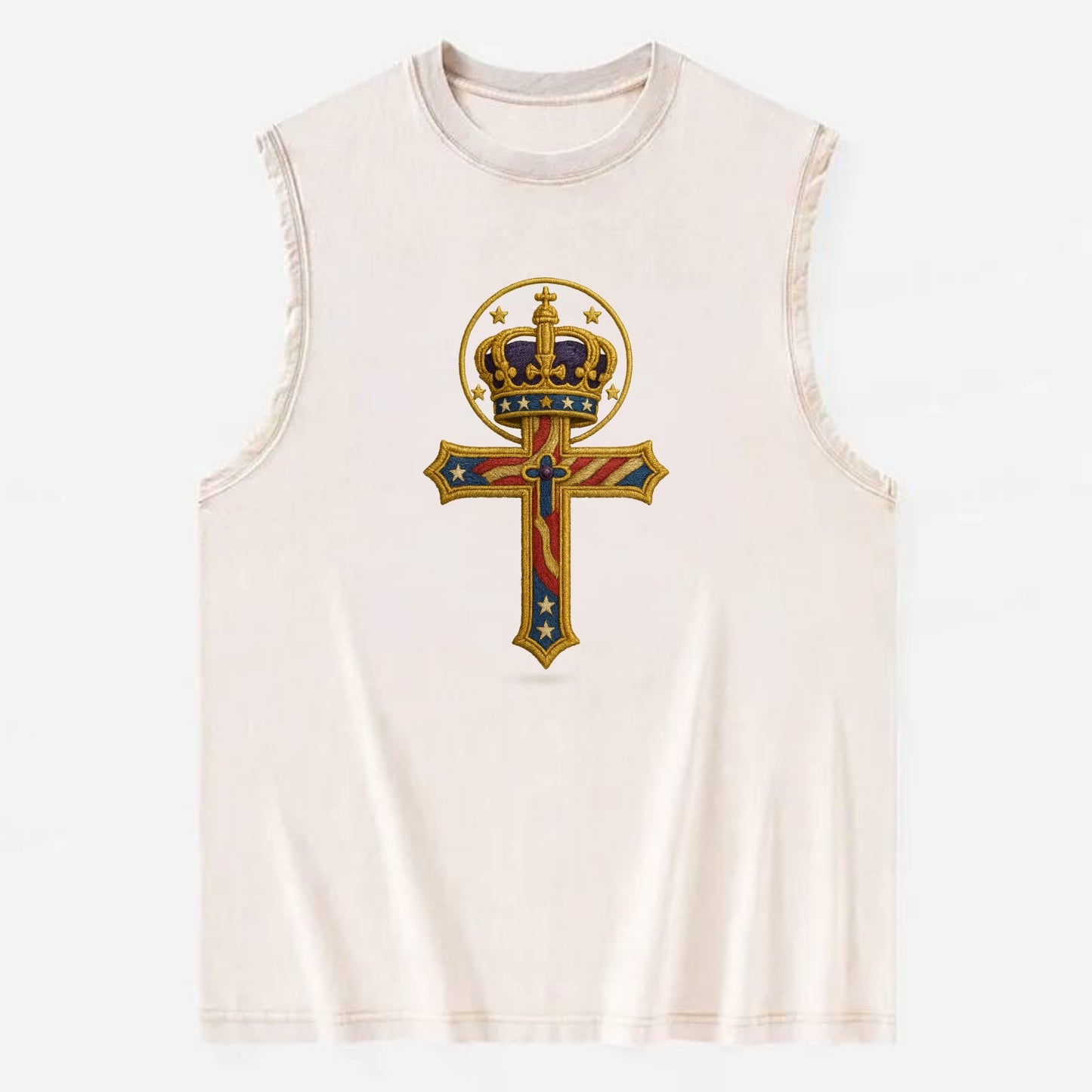 Cross and Crown  - Vintage Washed Tank - Beige