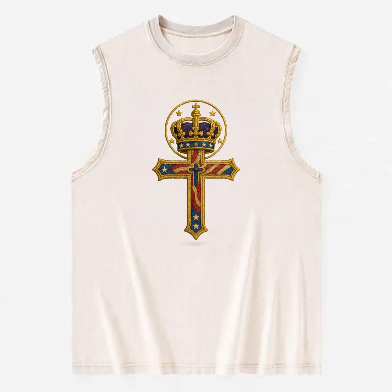 Cross and Crown  - Vintage Washed Tank - Beige