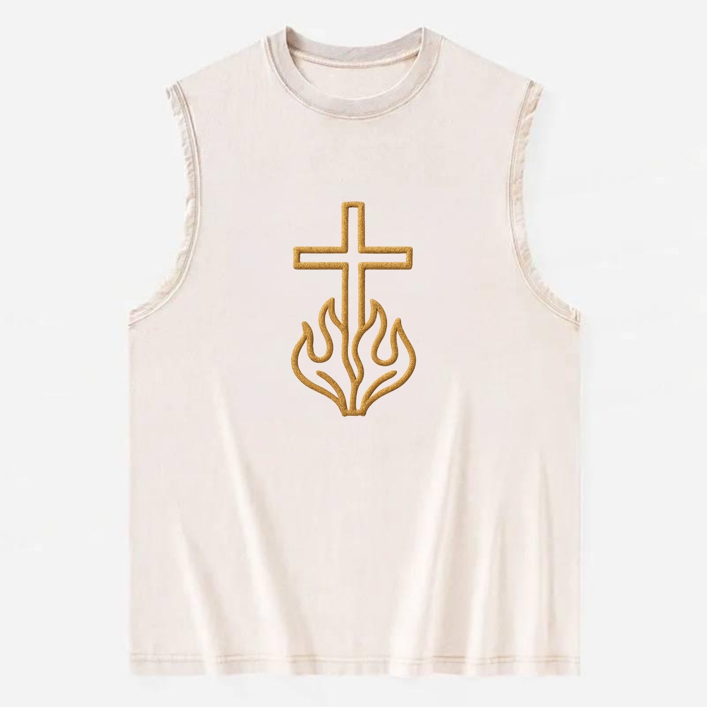 Burning Bush Cross  - Vintage Washed Tank - Beige