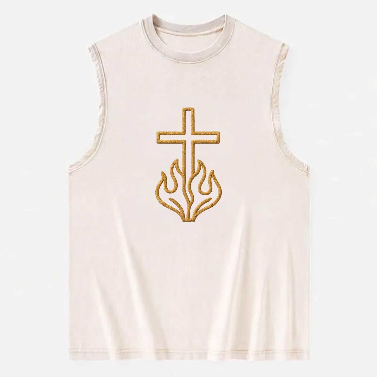 Burning Bush Cross  - Vintage Washed Tank - Beige